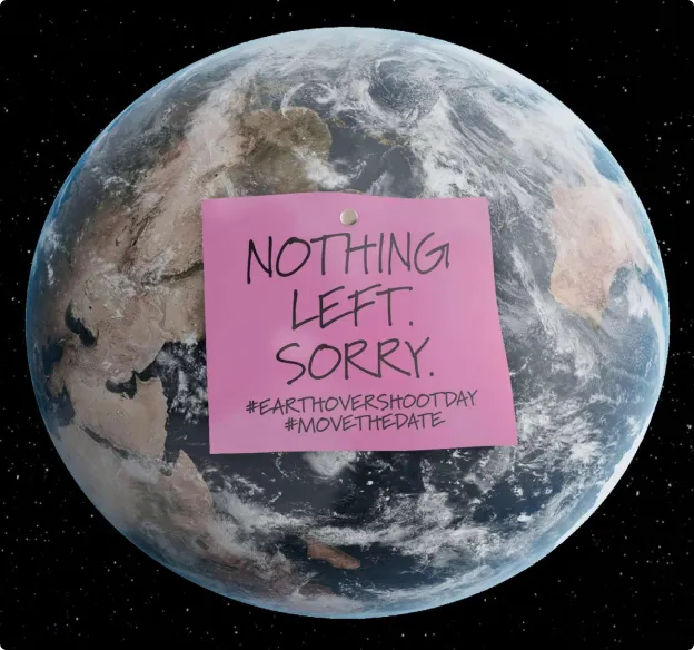 image de la Terre avec un post-it “Sorry, nothing left”